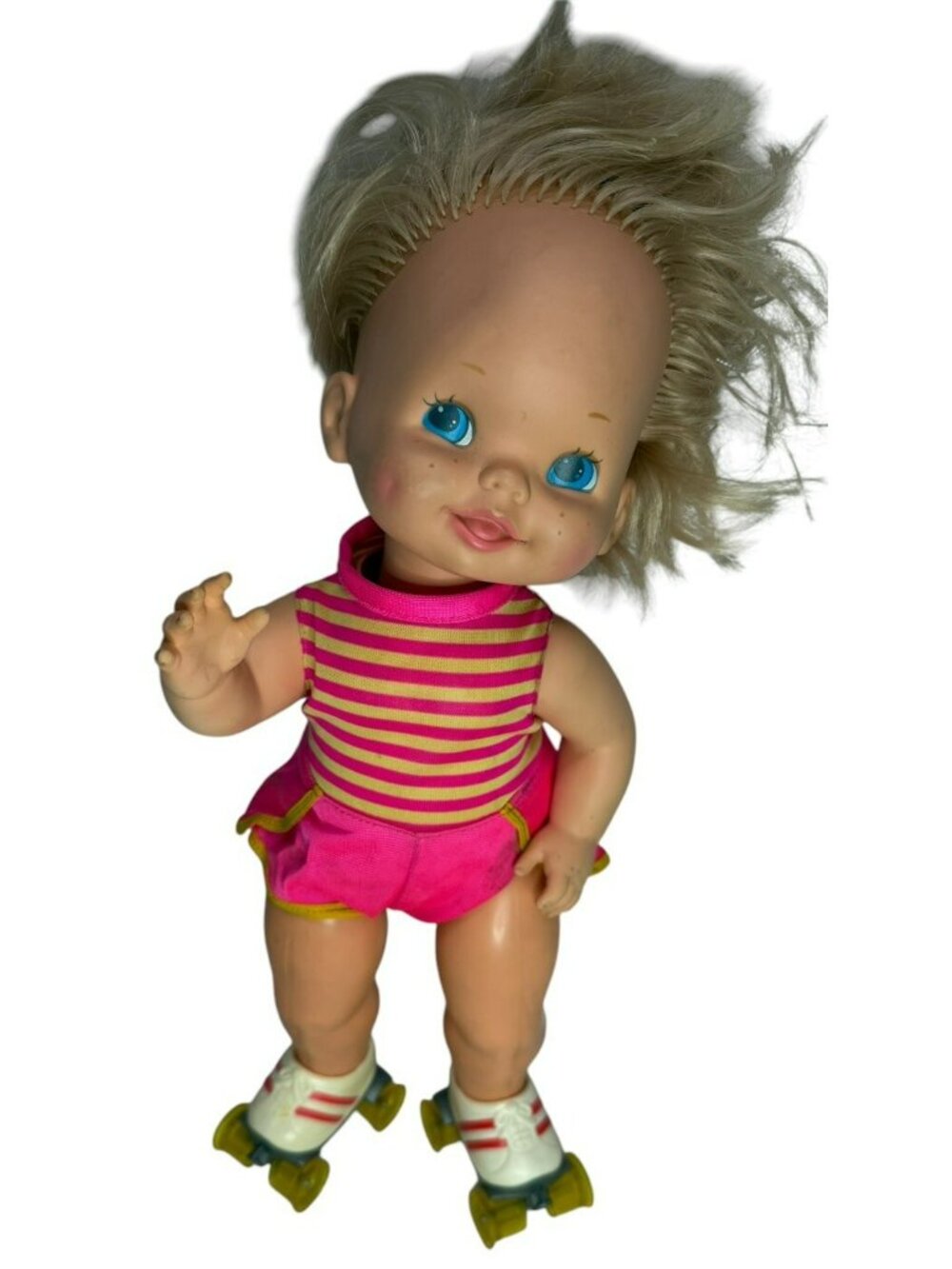VIDEO Vintage 1982 Mattel Baby Skates Doll ORIGNAL OUTFIT Wind Up Roller Skating